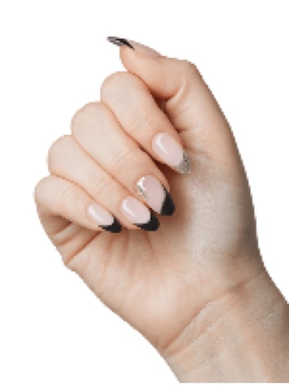 imPRESS Nude Press-On Nails with gold details and Black Tips